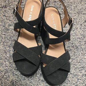 Sun + Stone Black Strappy Women's Sandals